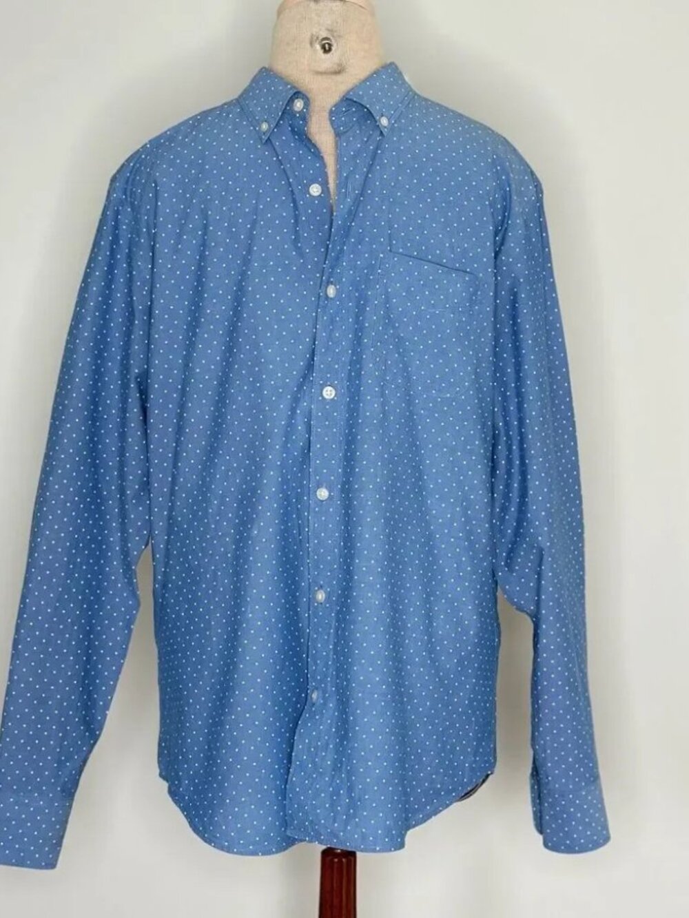 Short Sleeve Spread Collar Shirt Men's L Light Blue